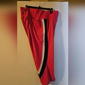 Pink Capri Leggings with Navy and White Stripe